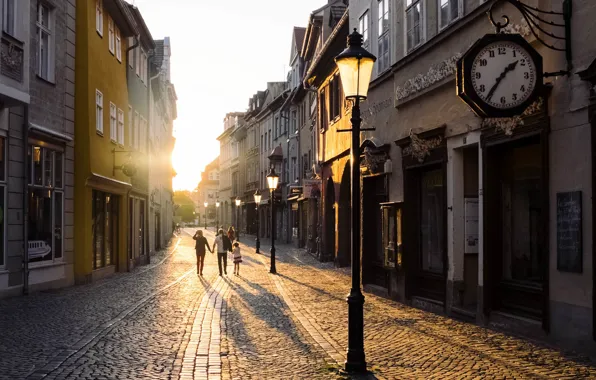 Picture Watch, Street, Morning, Lights, Pavers