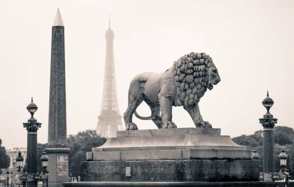 The city, Paris, Leo, statue, France, monuments