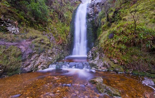 Stones, open, waterfall, Ireland, Glenevin Waterfall, Clonmany
