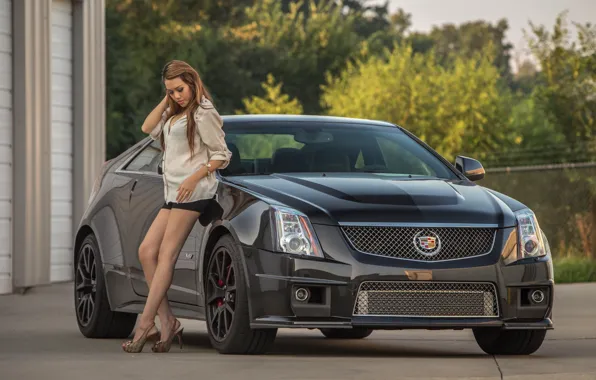 Auto, Girls, beautiful girl, Cadillac CTS-V, posing on the car, LindaTom