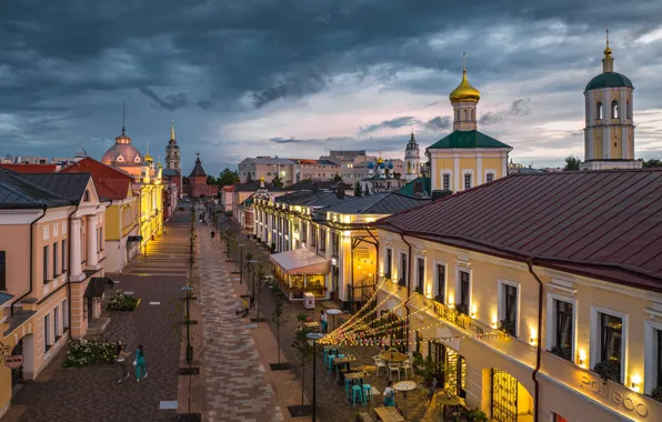 Picture the city, street, building, home, the evening, lighting, Tula, Ilya Garbuzov