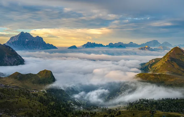 Picture clouds, mountains, Italy, The Dolomites