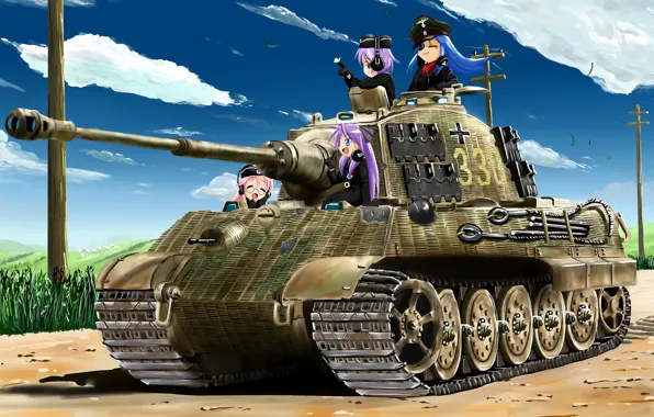 Form, Girls, Technique, Panzerkampfwagen VI Ausf. B "Tiger II", Lucky Star