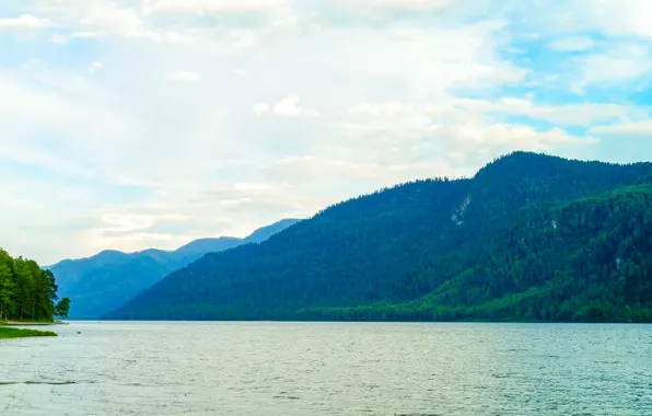 Mountains, lake, mountain, the Altai mountains, Teletskoye lake, Altay, Teletskoye