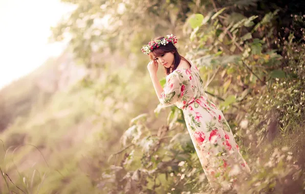 Picture girl, nature, mood, Asian