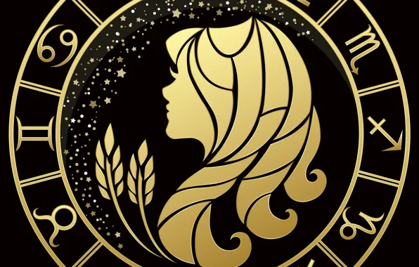 Black background, virgin, zodiac sign