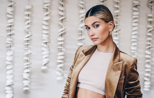 Look, girl, portrait, top, jacket, Hailey Baldwin