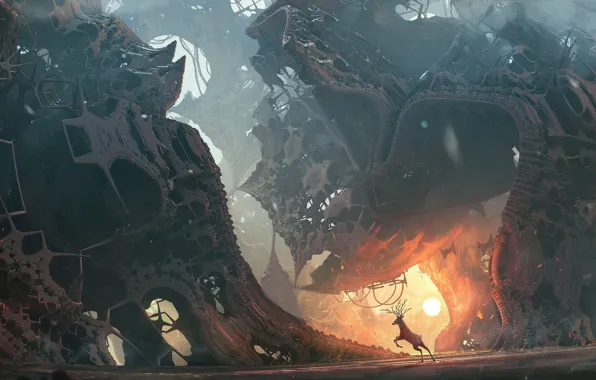 Light, metal, construction, deer, hope