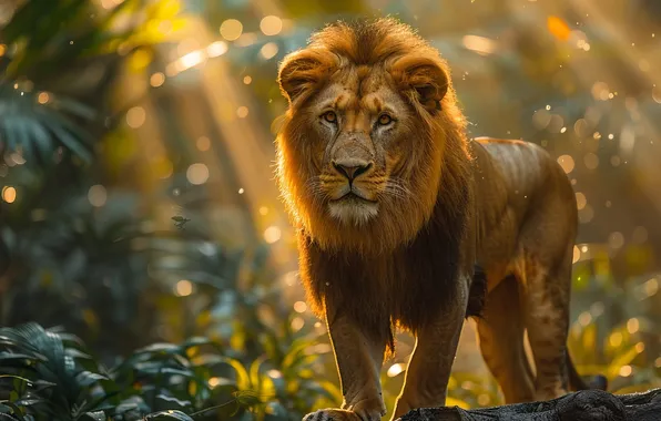 Look, Trees, Leo, Predator, Digital art, Big cat, AI art, The Art of Artificial Intelligence