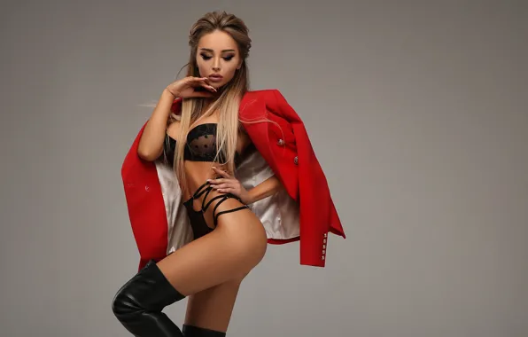 Chest, pose, Girl, figure, linen, boots, Nick Naumenko, Darya Andreevna