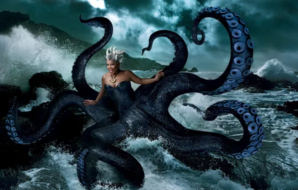 Picture wave, storm, rocks, tentacles, surf, shell, Ursula