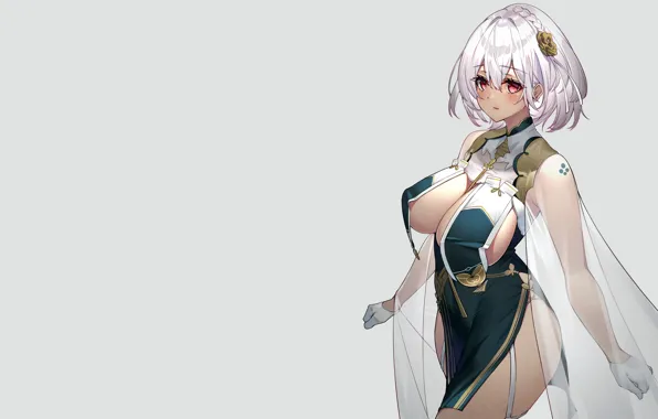 Picture girl, sexy, cleavage, dress, boobs, anime, beautiful, short hair