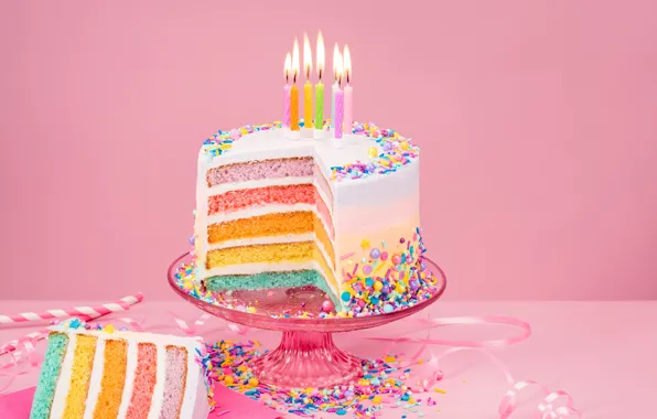 Lights, background, pink, birthday, holiday, the sweetness, candles, candy