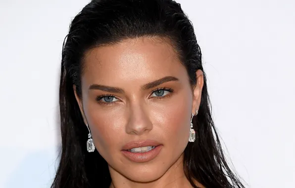 Look, portrait, earrings, makeup, Adriana Lima, Adriana Lima, hair, look