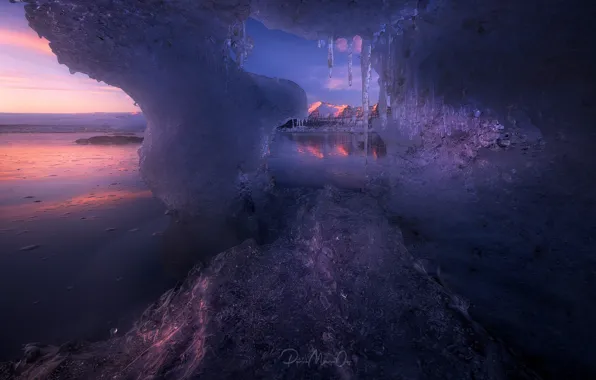 Light, mountains, nature, ice, the fjord