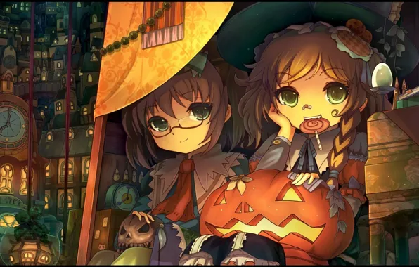 Picture art, girl, touhou halloween, anim