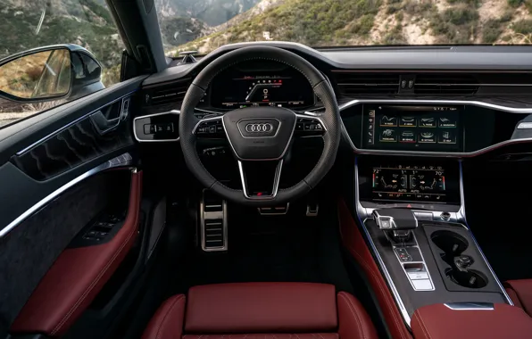 Audi, interior, sedan, salon, Audi A6, 2020, Audi S6, US-version