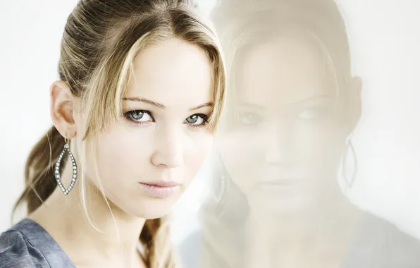 Look, girl, reflection, actress, blonde, Jennifer Lawrence, the hunger games, celebrity