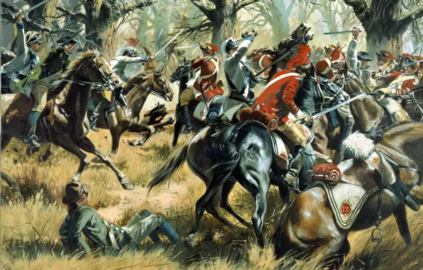 Weapons, oil, picture, battle, horse, South Carolina, fight, equipment