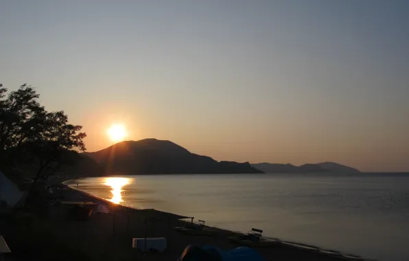 Sea, wave, beach, the sun, dawn, wine, The sky, Water