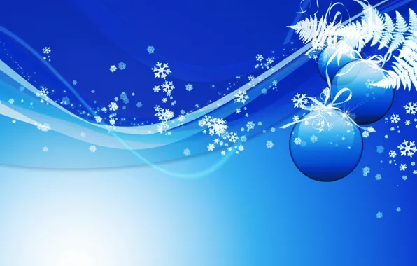 Snowflakes, balls, new year, Blue