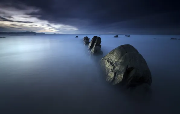 Picture sea, night, rocks