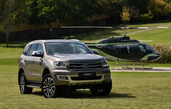 Picture field, grass, Ford, helicopter, Everest, Limited, 4WD, 2019