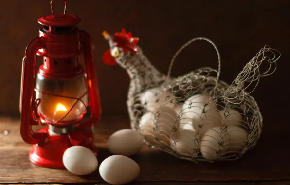 Picture mesh, basket, Board, lamp, eggs, lantern