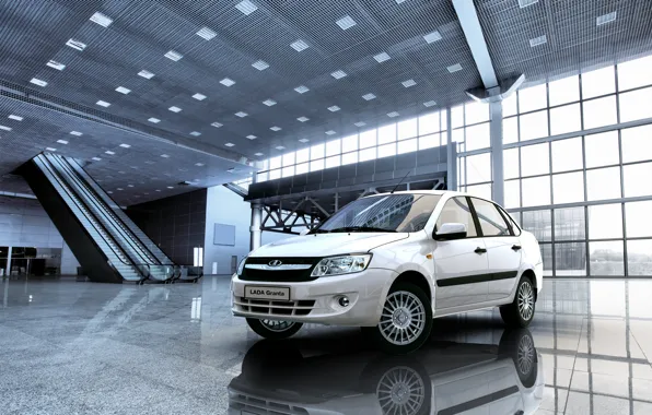 Background, Wallpaper, white, car, Lada, Lada, Granta, Grant