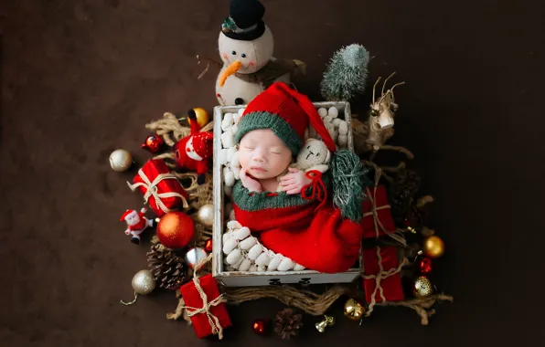 Child, baby, Christmas, New year, Christmas decorations, newborn, new year decorations, New Year's Eve