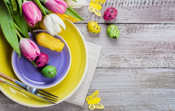 Holiday, eggs, Easter, plates