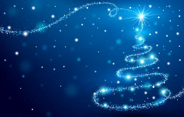 Picture tree, new year, blue background
