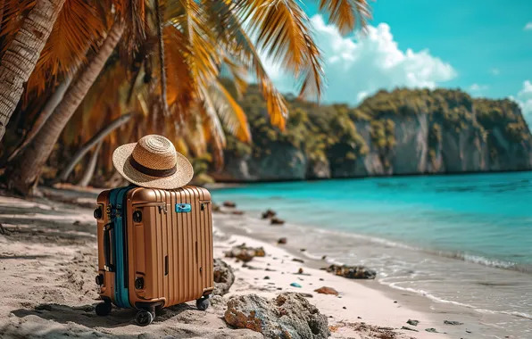 Sea, beach, summer, stay, suitcase, summer, holidays, resort