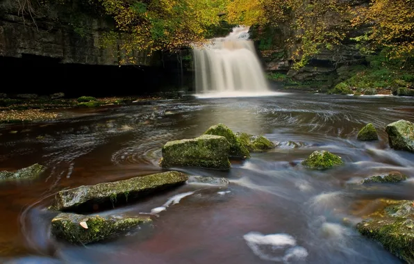 River, stones, England, waterfall, England, The Yorkshire Dales, Yorkshire Dales National Park, Cauldron Falls