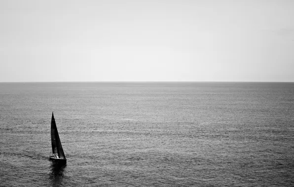 Sea, the sky, water, landscape, the ocean, boat, ship, sailboat