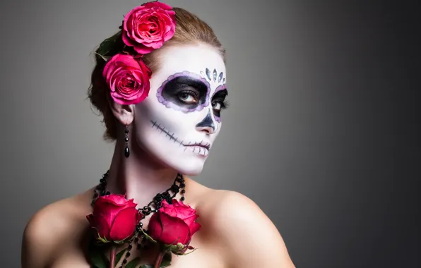 Picture woman, pose, makeup, day of the dead