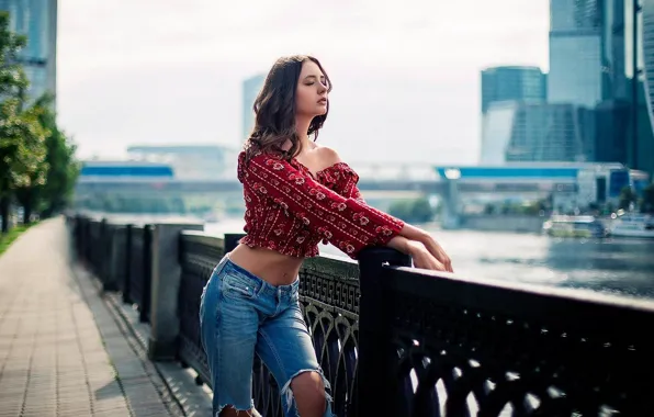 Girl, model, jeans, Disha Shemetova