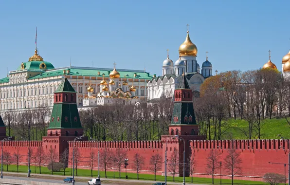 Moscow, temple, The Kremlin, Russia, capital, The Kremlin wall