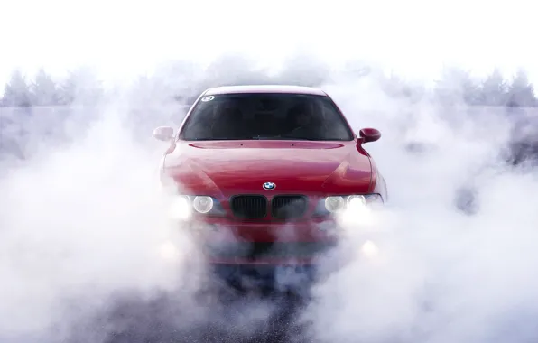 Picture BMW, Red, Smoke, E39, M5