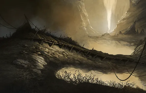 Picture bridge, rocks, art