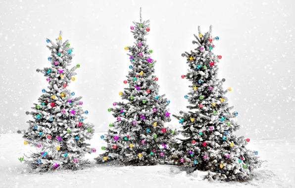 Picture winter, balls, tree, new year, Christmas, New Year