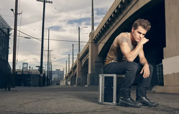 Photo, rose, advertising, tattoo, actor, Paul Wesley, Paul Wesley, clothes