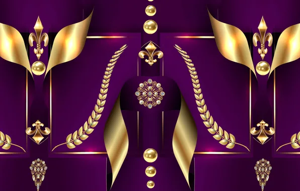 Gold, design, pattern, purple background