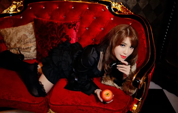 Picture look, sofa, model, apples, interior, pillow, Asian