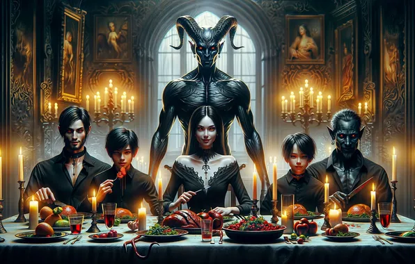 Candles, family, the demon, dinner