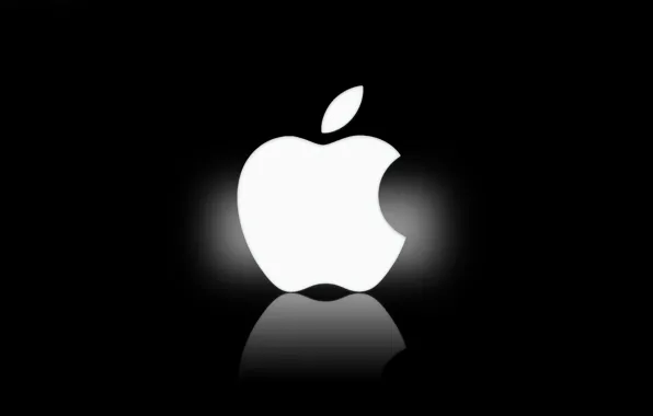 Picture Apple, Reflection, Black, Apple, Background, Emblem, White, Firm