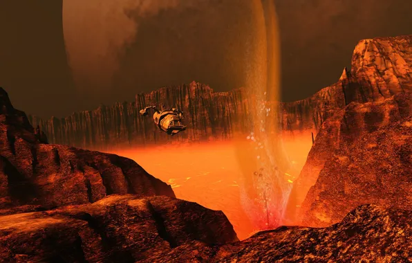 Mountains, planet, lava, camera, Lava Survey on Nix