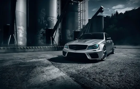 Picture Mercedes-Benz, Front, AMG, Black, Color, Series, C63, Silver
