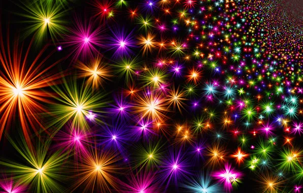Bright, lights, New Year, Christmas, stars, colorful