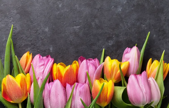 Picture flowers, bouquet, colorful, tulips, pink, flowers, tulips, spring